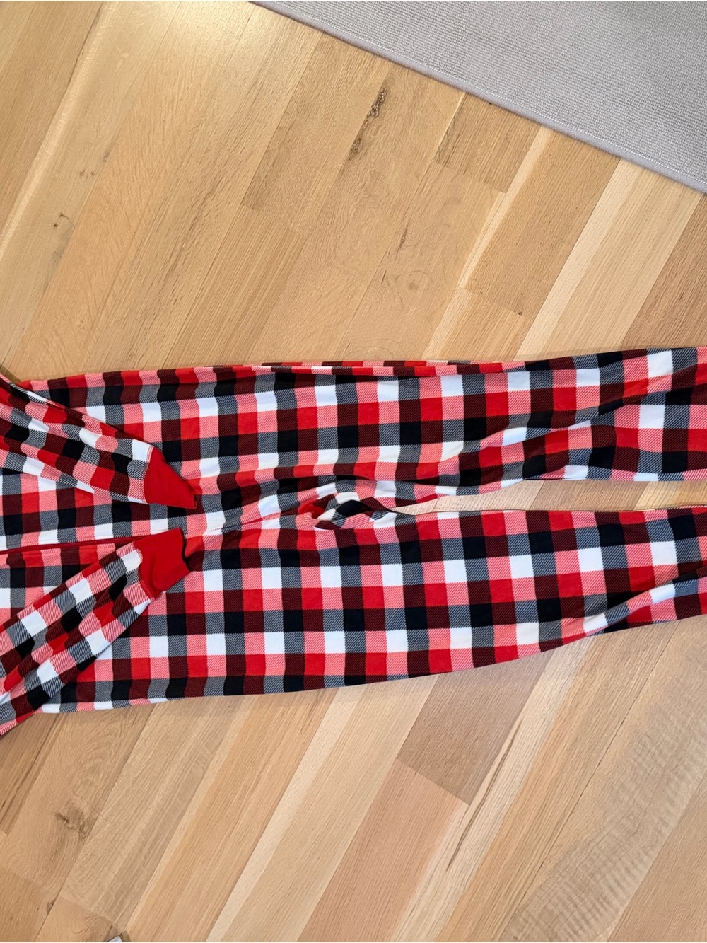 Family Pajamas Red Black and White Plaid Kids Leggings